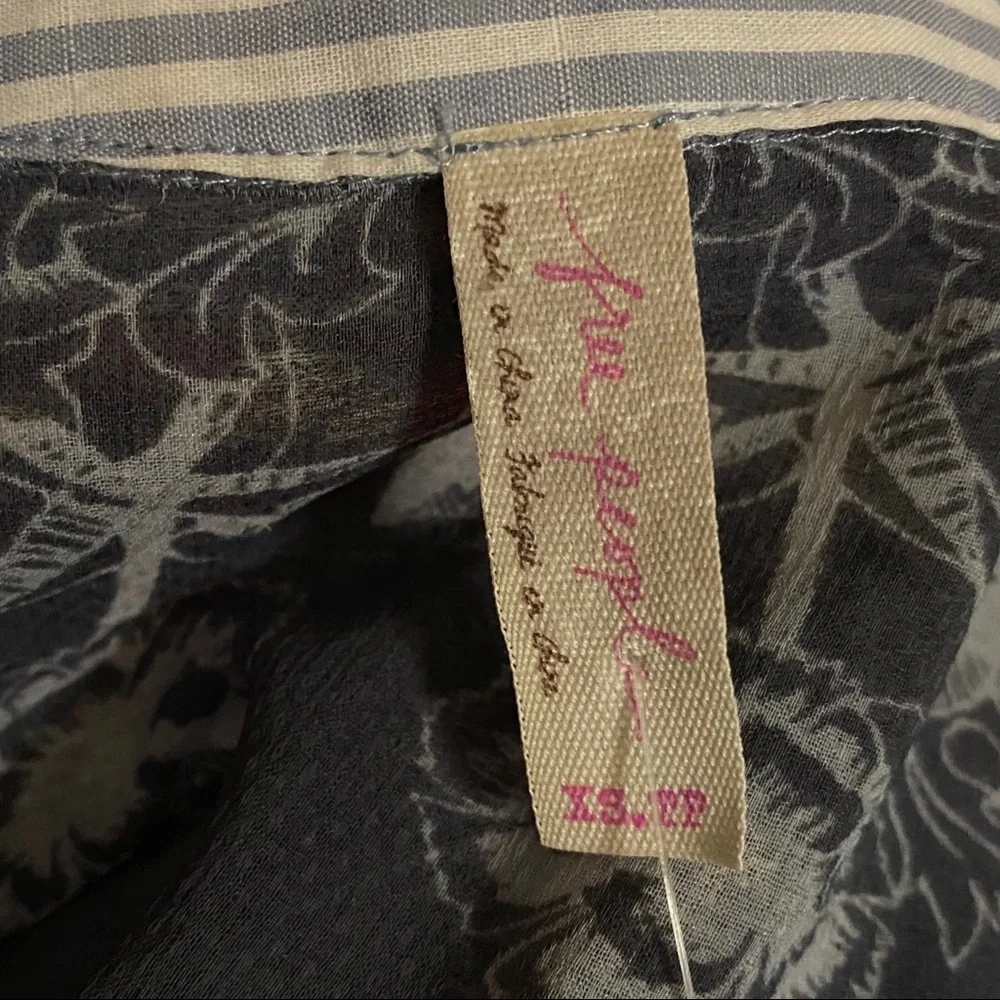 Free People Party in the Back Oxford Combo Button Down Shirt XS Cottagecore NWT